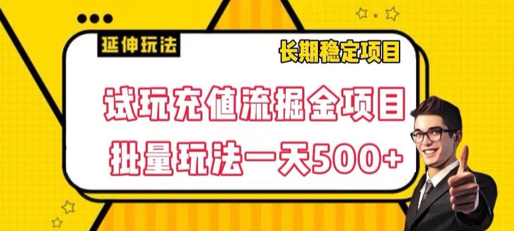 试玩充值流掘金项目，批量矩阵玩法一天500+【揭秘】-云泽轻创网