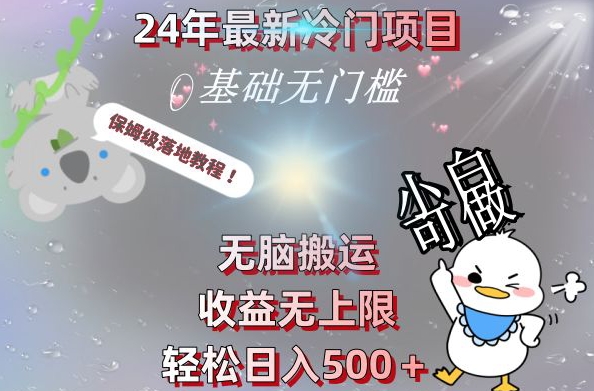 2024最新冷门项目，无脑搬运，收益无上限，轻松日入500＋，保姆级落地教程-云泽轻创网