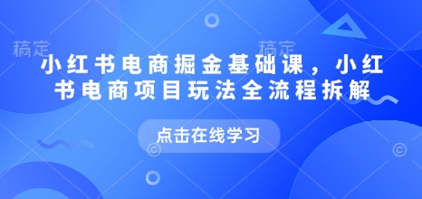 小红书电商掘金课，小红书电商项目玩法全流程拆解(更新5月)-云泽轻创网