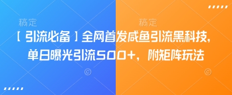 【引流必备】全网首发咸鱼引流黑科技，单日曝光引流500+，附矩阵玩法【揭秘】-云泽轻创网