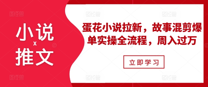 小说推文之蛋花小说拉新，故事混剪爆单实操全流程，周入过万-云泽轻创网