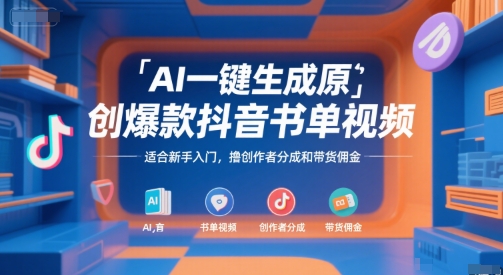 AI一键生成原创爆款抖音书单视频，适合新手入门，撸创作者分成和带货佣金【揭秘】-云泽轻创网