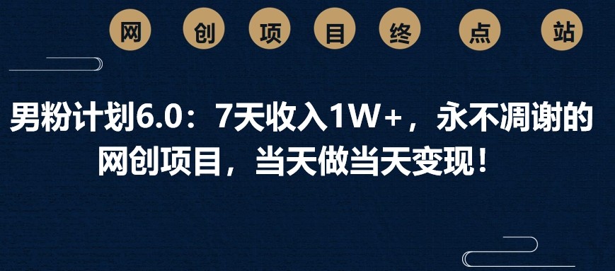 男粉计划6.0:7天收入1W+,永不凋谢的网创项目,当天做当天变现!-云泽轻创网