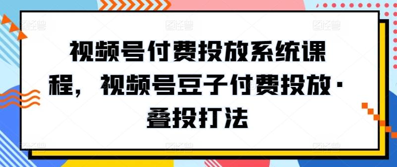 视频号付费投放系统课程，视频号豆子付费投放·叠投打法-云泽轻创网