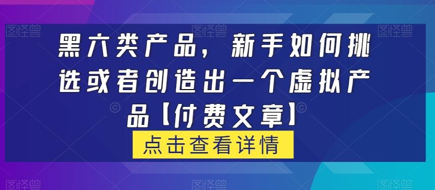 黑六类虚拟产品，新手如何挑选或者创造出一个虚拟产品【付费文章】-云泽轻创网