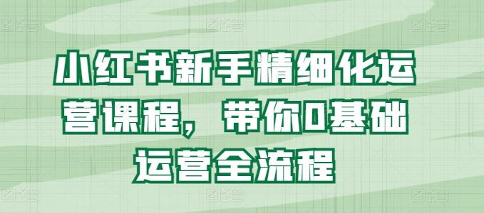 小红书新手精细化运营课程，带你0基础运营全流程-云泽轻创网