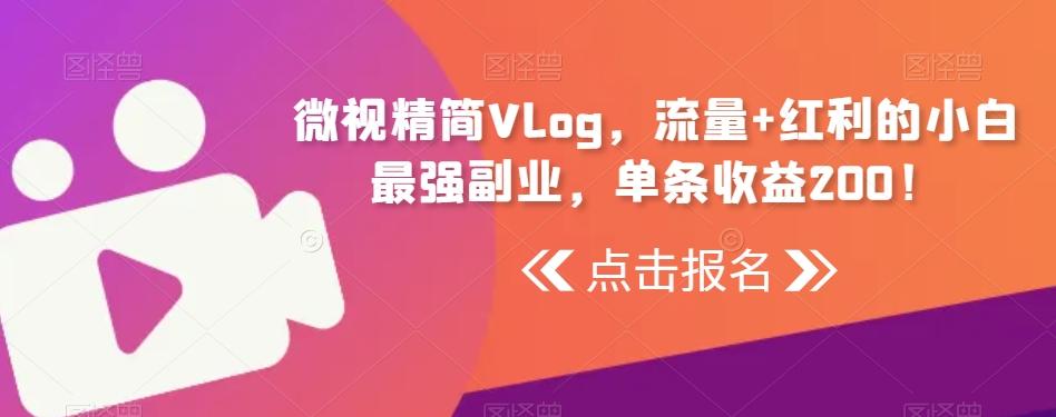 微视精简Vlog，流量+红利的小白最强副业，单条收益200！-云泽轻创网