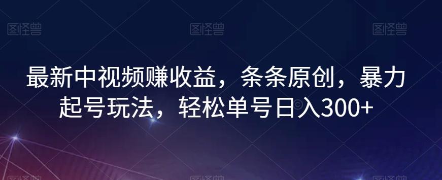 最新中视频赚收益，条条原创，暴力起号玩法，轻松单号日入300+【揭秘】-云泽轻创网