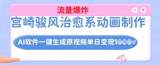 宫崎骏风治愈系动画制作，AI软件一键生成原创视频流量爆炸，单日变现多张，详细实操流程-云泽轻创网
