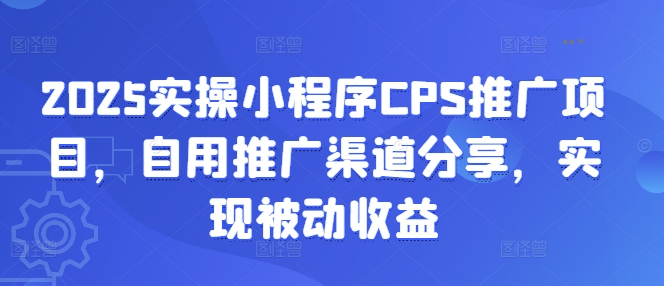 2025实操小程序CPS推广项目，自用推广渠道分享，实现被动收益-云泽轻创网