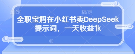 全职宝妈在小红书卖DeepSeek提示词，一天收益1k-云泽轻创网