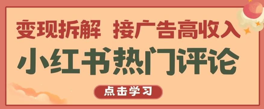 小红书热门评论，变现拆解，接广告高收入【揭秘 】-云泽轻创网