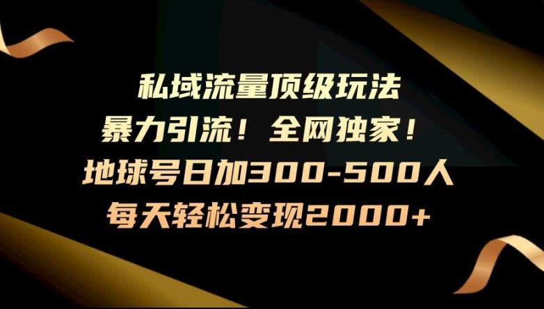 暴力引流，全网独家，地球号日加300-500人，私域流量顶级玩法，每天轻松变现2000+-云泽轻创网