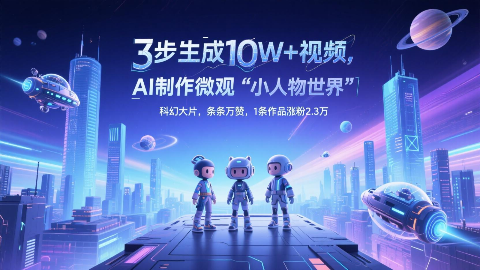 三步生成10W+视频,AI制作微观“小人物世界”科幻大片,条条万赞,1条作品涨粉2.3万-云泽轻创网