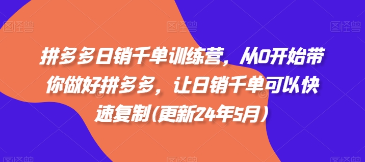 拼多多日销千单训练营，从0开始带你做好拼多多，让日销千单可以快速复制(更新25年4月)-云泽轻创网