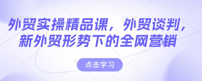 外贸实操精品课，外贸谈判，新外贸形势下的全网营销-云泽轻创网