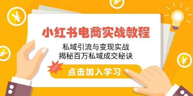 小红书电商实战教程：私域引流与变现实战，揭秘百万私域成交秘诀-云泽轻创网