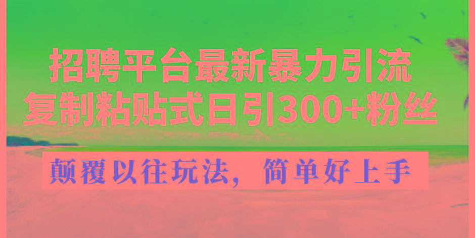 招聘平台最新暴力引流，复制粘贴式日引300+粉丝，颠覆以往垃圾玩法，简…-云泽轻创网