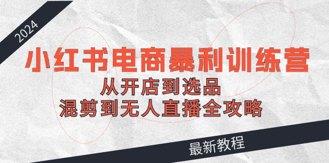 2024小红书电商暴利训练营：从开店到选品，混剪到无人直播全攻略-云泽轻创网