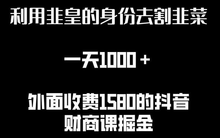 利用非皇的身份去割韭菜，一天1000+(附详细资源)【揭秘】-云泽轻创网