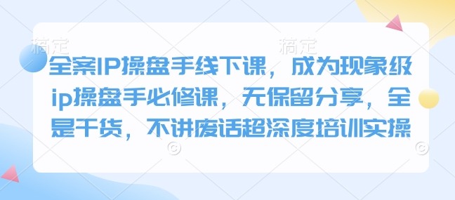 全案IP操盘手线下课，成为现象级ip操盘手必修课，无保留分享，全是干货，不讲废话超深度培训实操-云泽轻创网