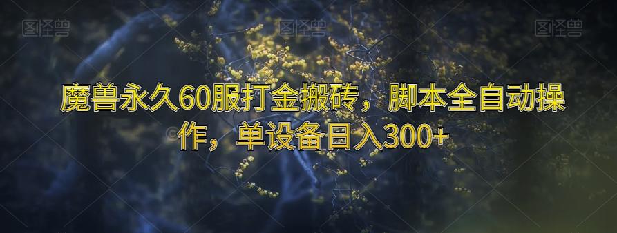 魔兽永久60服打金搬砖，脚本全自动操作，单设备日入300+【揭秘】-云泽轻创网