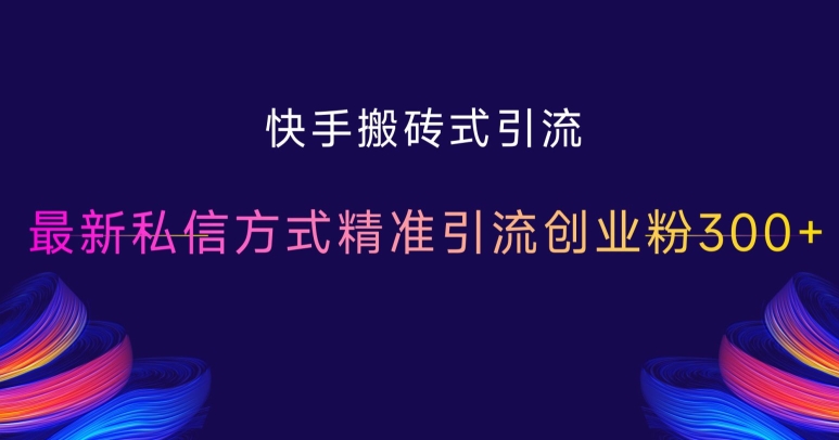 快手搬砖式引流，最新私信方式精准引流创业粉300+-云泽轻创网