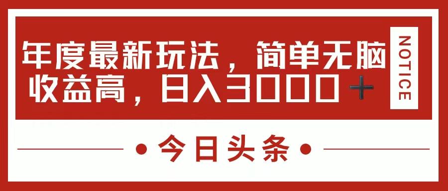今日头条新玩法，简单粗暴收益高，日入3000+-云泽轻创网