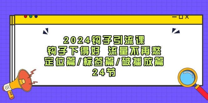 2024钩子引流课：钩子下得好流量不再愁，定位篇/标签篇/破播放篇/24节-云泽轻创网