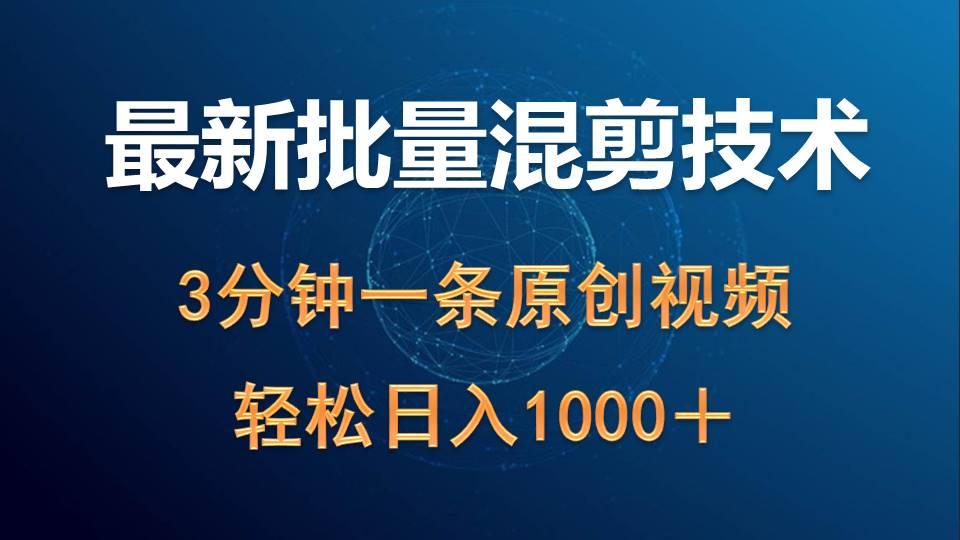 (9982期)最新批量混剪技术撸收益热门领域玩法，3分钟一条原创视频，轻松日入1000＋-云泽轻创网