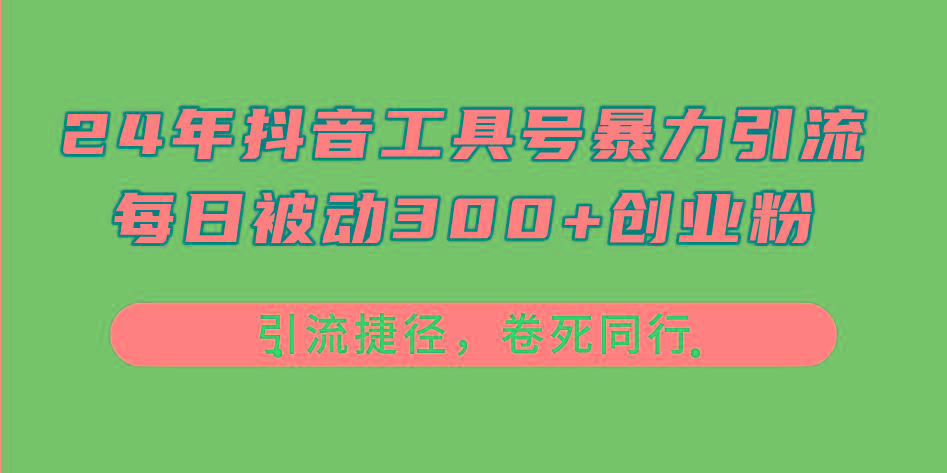 24年抖音工具号暴力引流，每日被动300+创业粉，创业粉捷径，卷死同行-云泽轻创网