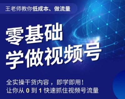 王老师教你低成本、做流量，零基础学做视频号，0-1快速抓住视频号流量-云泽轻创网