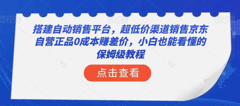 搭建自动销售平台，超低价渠道销售京东自营正品0成本赚差价，小白也能看懂的保姆级教程【揭秘】-云泽轻创网