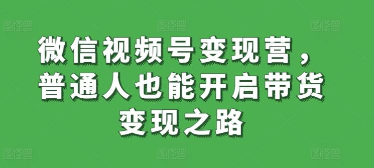 微信视频号变现营，普通人也能开启带货变现之路-云泽轻创网