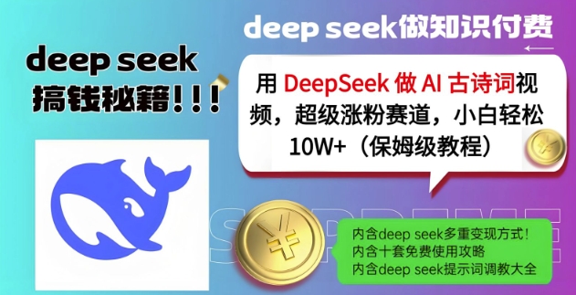 用DeepSeek做AI古诗词视频，超级涨粉赛道，小白轻松涨粉10W+(保姆级教程)-云泽轻创网