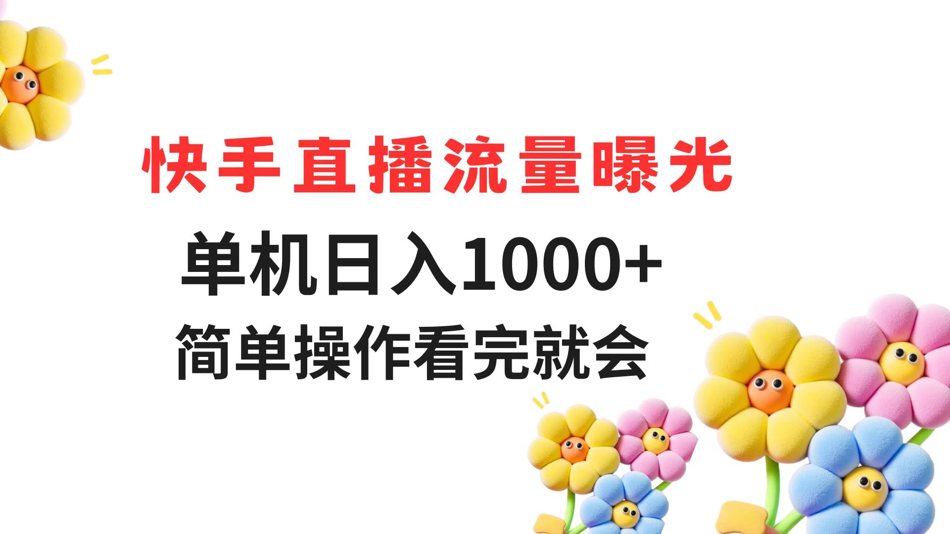 快手直播流量曝光 单机日入1000+ 简单操作 看完就会-云泽轻创网