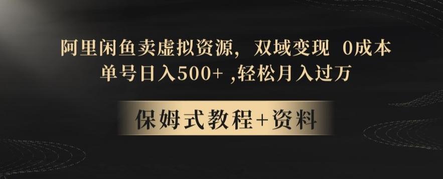 阿里闲鱼卖虚拟资源，双域变现，0成本，日入500+，轻松月入过万-云泽轻创网