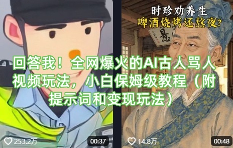 回答我！全网爆火的AI古人骂人视频玩法，小白保姆级教程(附提示词和变现玩法)-云泽轻创网
