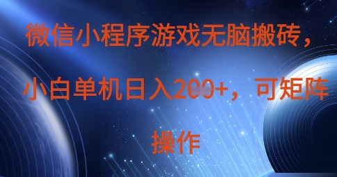 微信小程序游戏无脑搬砖，单设备日入2张+，可矩阵操作-云泽轻创网