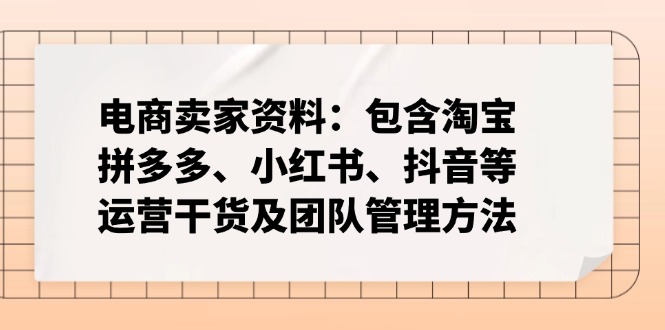 电商卖家资料：包含淘宝、拼多多、小红书、抖音等运营干货及团队管理方法-云泽轻创网