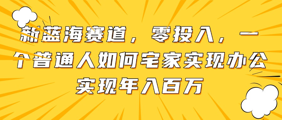 新蓝海赛道，零投入，一个普通人如何宅家办公实现年入百万-云泽轻创网