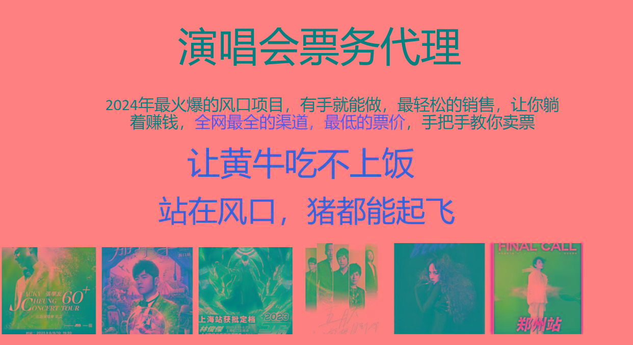 2024年最火爆风口项目，演唱会票务代理，日入2000+，一部手机就能搞定！-云泽轻创网