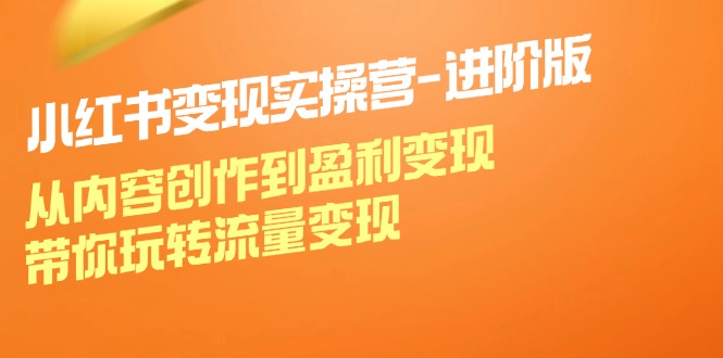 小红书变现实操营进阶版：从内容创作到盈利变现，带你玩转流量变现-云泽轻创网