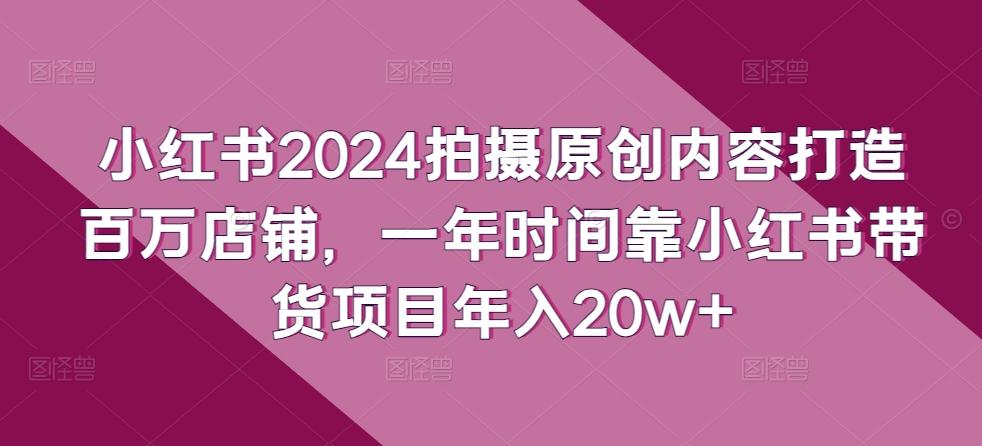 小红书2024拍摄原创内容打造百万店铺，一年时间靠小红书带货项目年入20w+-云泽轻创网