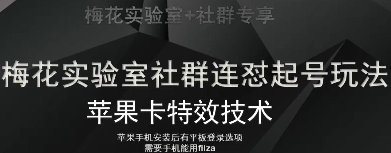 梅花实验室社群视频号连怼起号玩法，最新苹果卡特效技术-云泽轻创网