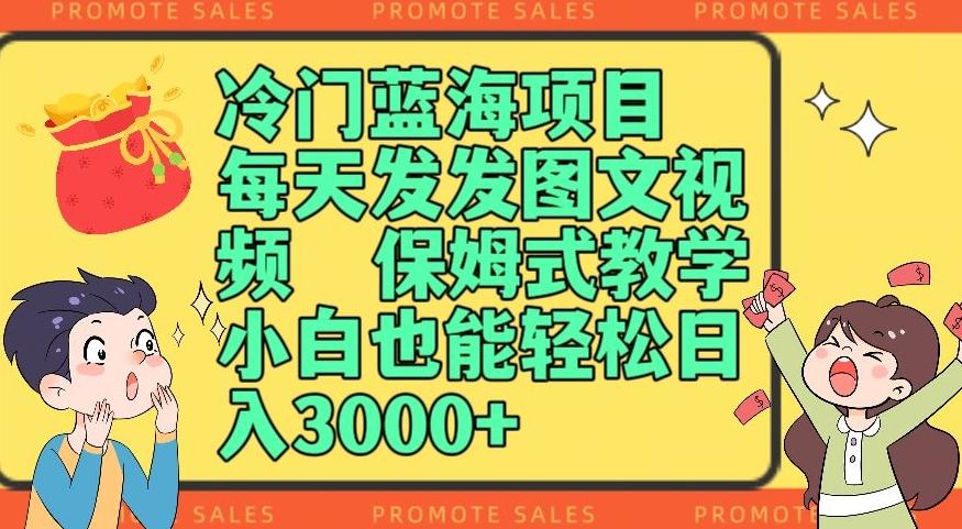 冷门蓝海项目,每天发发图文视频,保姆式教学,小白也能轻松日入3000+