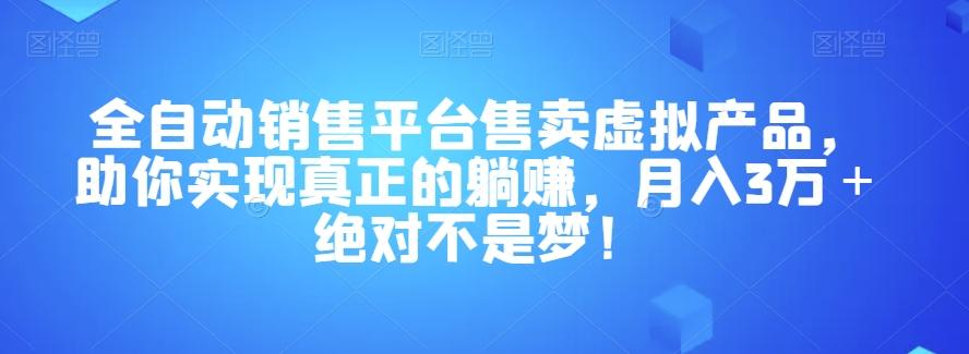 全自动销售平台售卖虚拟产品，助你实现真正的躺赚，月入3万＋绝对不是梦！【揭秘】-云泽轻创网