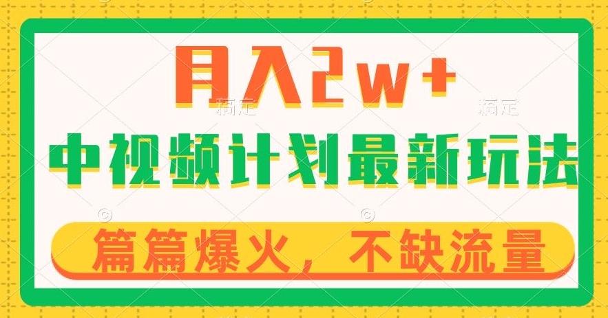 中视频计划全新玩法，月入2w+，收益稳定，几分钟一个作品，小白也可入局【揭秘】-云泽轻创网