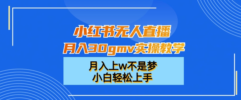 小红书无人直播月入30gmv实操教学，月入上w不是梦，小白轻松上手【揭秘】-云泽轻创网