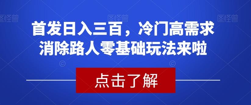 首发日入三百，冷门高需求消除路人零基础玩法来啦【揭秘】-云泽轻创网